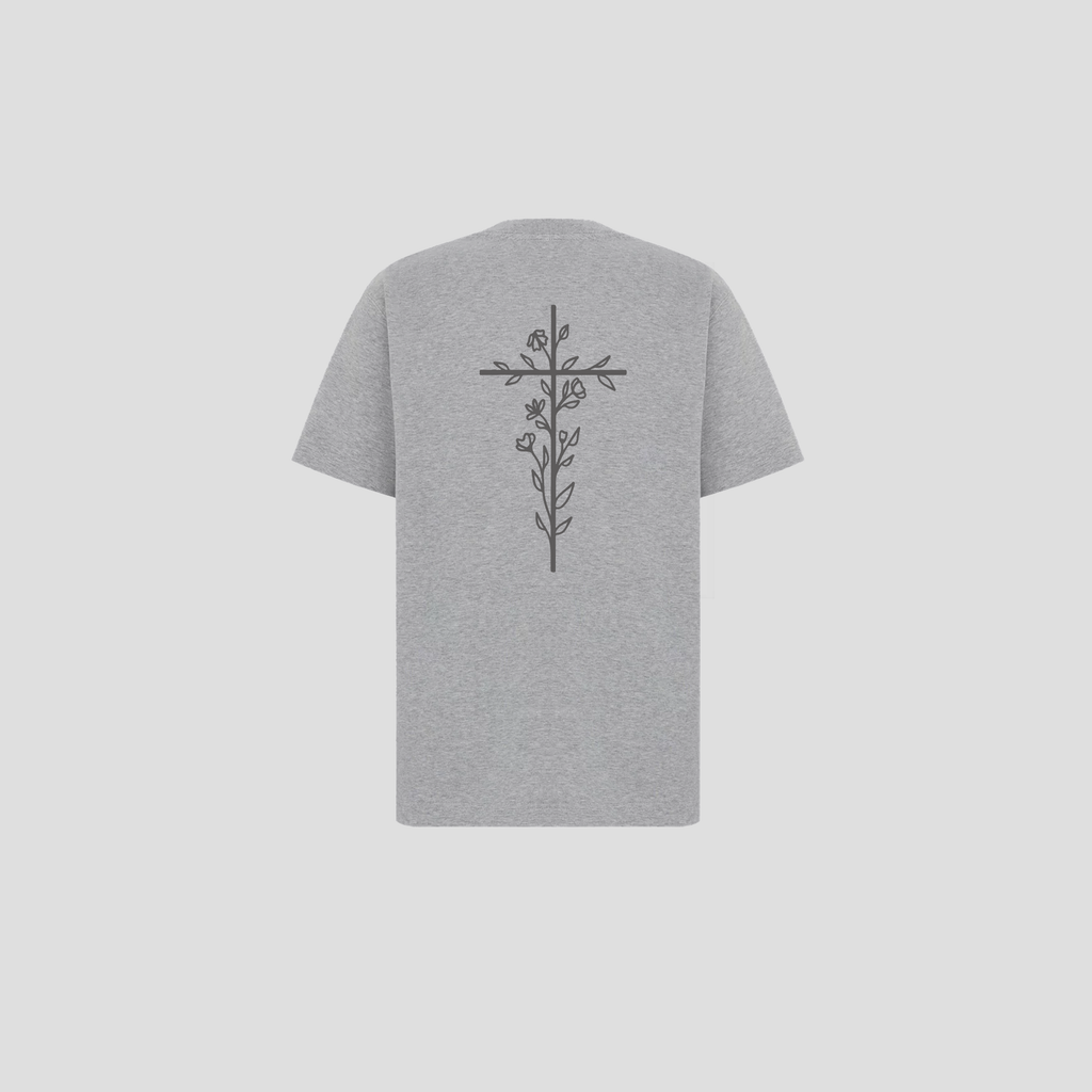 TRÈS SAVED FLORAL CROSS T-SHIRT
