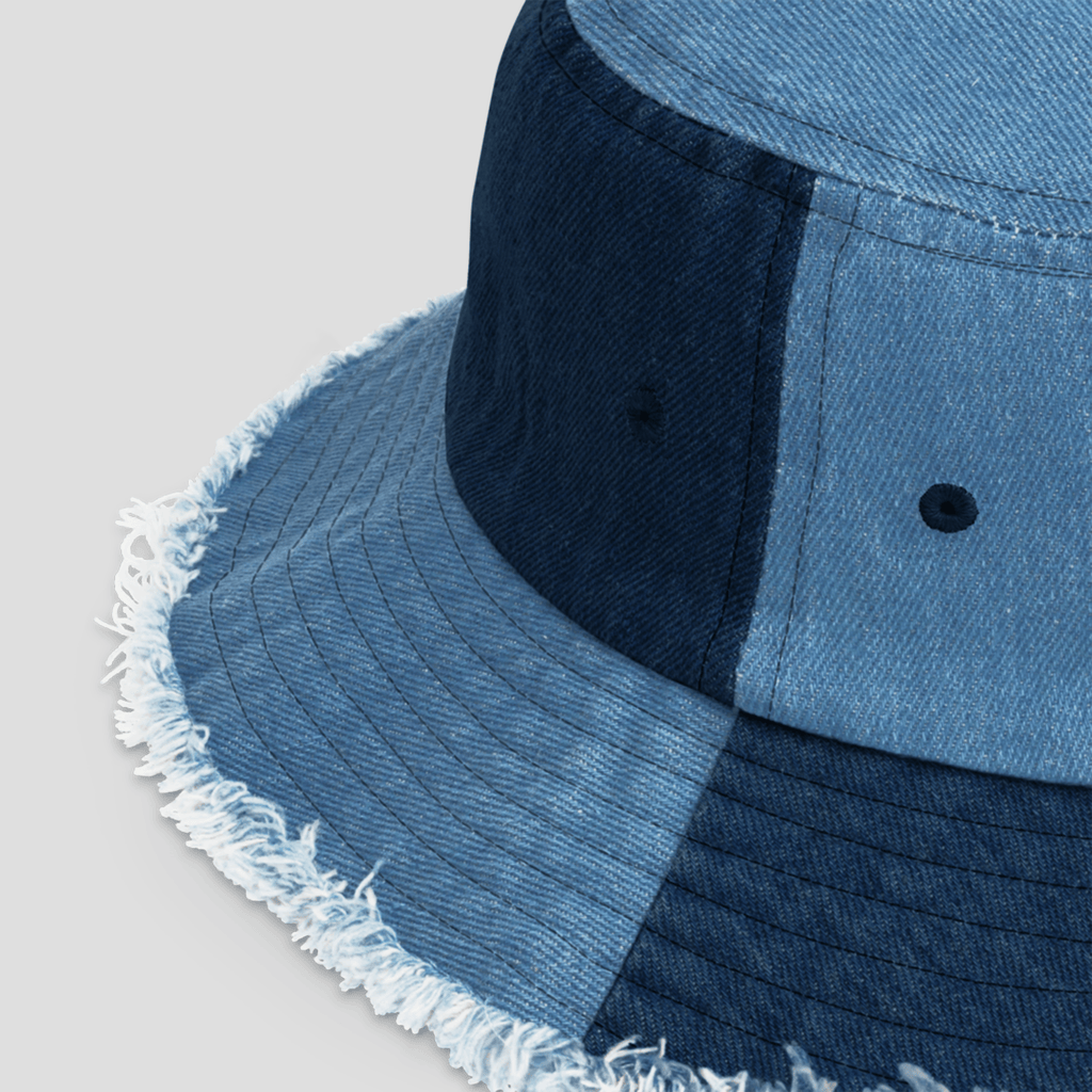 SIGNATURE DISTRESSED DENIM BUCKET HAT
